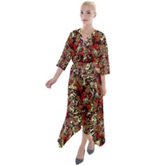 Ab 91 1 Quarter Sleeve Wrap Front Maxi Dress