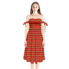 Rby 80 Shoulder Tie Bardot Midi Dress