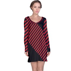 Bandes Lignes Rouge Long Sleeve Nightdress by kcreatif