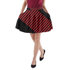 Bandes Lignes Rouge A-line Pocket Skirt by kcreatif