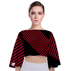 Bandes Lignes Rouge Tie Back Butterfly Sleeve Chiffon Top by kcreatif