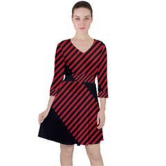 Bandes Lignes Rouge Ruffle Dress by kcreatif