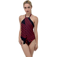 Bandes Lignes Rouge Go With The Flow One Piece Swimsuit by kcreatif