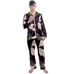 Pattern Formes Vert/noir  Men s Satin Pajamas Long Pants Set by kcreatif