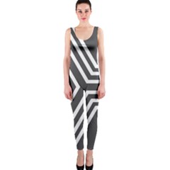 Abstrait Lignes Blanc/gris One Piece Catsuit by kcreatif