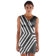 Abstrait Lignes Blanc/gris Wrap Front Bodycon Dress by kcreatif