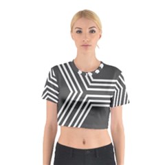 Abstrait Lignes Blanc/gris Cotton Crop Top by kcreatif