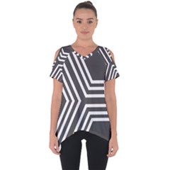 Abstrait Lignes Blanc/gris Cut Out Side Drop Tee by kcreatif