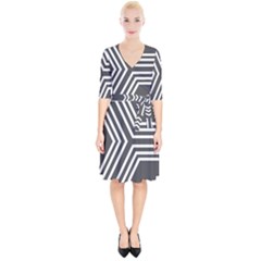 Abstrait Lignes Blanc/gris Wrap Up Cocktail Dress by kcreatif