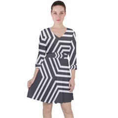 Abstrait Lignes Blanc/gris Ruffle Dress by kcreatif