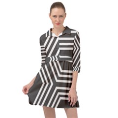 Abstrait Lignes Blanc/gris Mini Skater Shirt Dress