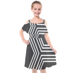 Abstrait Lignes Blanc/gris Kids  Cut Out Shoulders Chiffon Dress by kcreatif