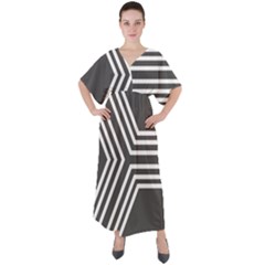 Abstrait Lignes Blanc/gris V-neck Boho Style Maxi Dress