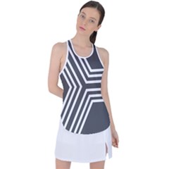 Abstrait Lignes Blanc/gris Racer Back Mesh Tank Top