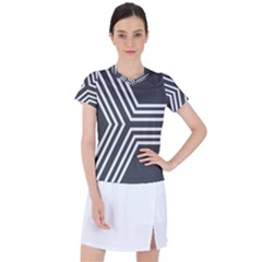 Abstrait Lignes Blanc/gris Women s Mesh Sports Top