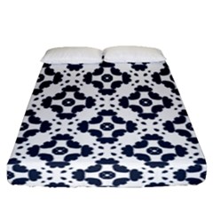 Abstrait Formes Bleu  Fitted Sheet (queen Size) by kcreatif