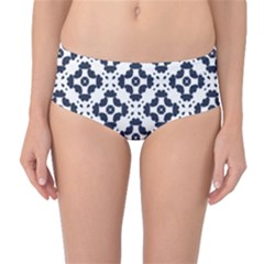 Abstrait Formes Bleu  Mid-waist Bikini Bottoms by kcreatif