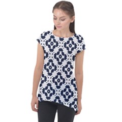 Abstrait Formes Bleu  Cap Sleeve High Low Top by kcreatif