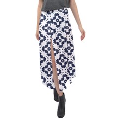 Abstrait Formes Bleu  Velour Split Maxi Skirt by kcreatif