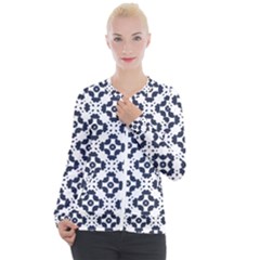 Abstrait Formes Bleu  Casual Zip Up Jacket by kcreatif