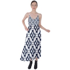 Abstrait Formes Bleu  Tie Back Maxi Dress