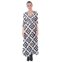 Abstrait Formes Bleu  Button Up Maxi Dress by kcreatif