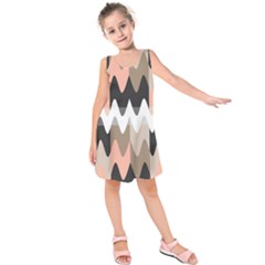 Pattern Abstrait Vagues Rose/noir/taupe Kids  Sleeveless Dress by kcreatif