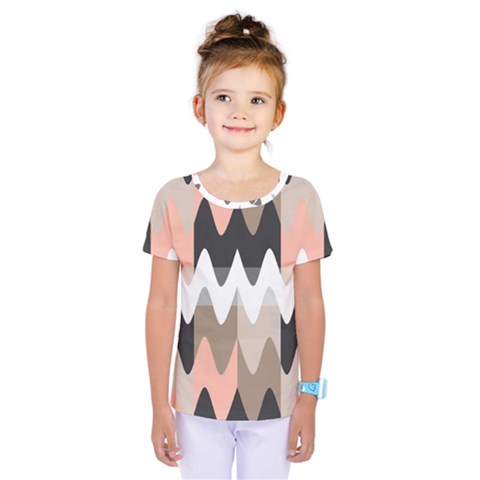 Pattern Abstrait Vagues Rose/noir/taupe Kids  One Piece Tee by kcreatif