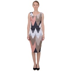 Pattern Abstrait Vagues Rose/noir/taupe Sleeveless Pencil Dress by kcreatif