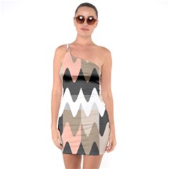 Pattern Abstrait Vagues Rose/noir/taupe One Soulder Bodycon Dress by kcreatif