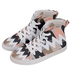 Pattern Abstrait Vagues Rose/noir/taupe Women s Hi-top Skate Sneakers by kcreatif