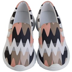 Pattern Abstrait Vagues Rose/noir/taupe Kids Lightweight Slip Ons by kcreatif