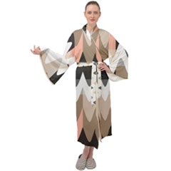 Pattern Abstrait Vagues Rose/noir/taupe Maxi Velour Kimono by kcreatif