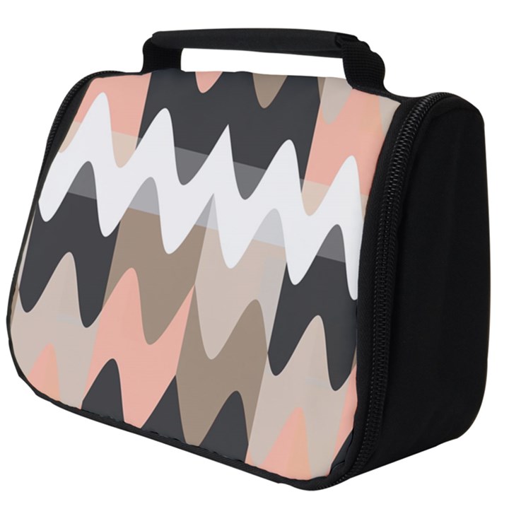 Pattern Abstrait Vagues Rose/Noir/Taupe Full Print Travel Pouch (Big)