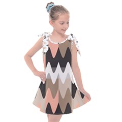 Pattern Abstrait Vagues Rose/noir/taupe Kids  Tie Up Tunic Dress by kcreatif