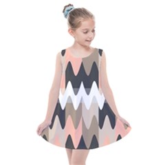 Pattern Abstrait Vagues Rose/noir/taupe Kids  Summer Dress by kcreatif