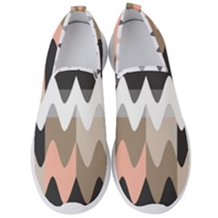 Pattern Abstrait Vagues Rose/noir/taupe Men s Slip On Sneakers by kcreatif