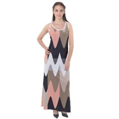 Pattern Abstrait Vagues Rose/noir/taupe Sleeveless Velour Maxi Dress by kcreatif