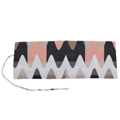 Pattern Abstrait Vagues Rose/noir/taupe Roll Up Canvas Pencil Holder (s)