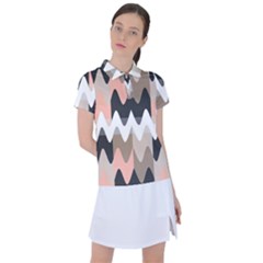 Pattern Abstrait Vagues Rose/noir/taupe Women s Polo Tee