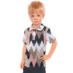 Pattern Abstrait Vagues Rose/noir/taupe Kids  Polo Tee