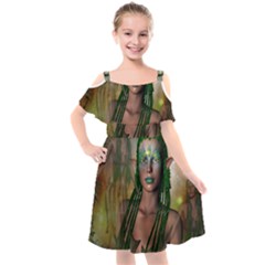 Beautiful Fairy In The Night Kids  Cut Out Shoulders Chiffon Dress by FantasyWorld7