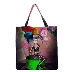 Cute Little Harlequin Grocery Tote Bag by FantasyWorld7