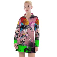 Cute Little Harlequin Women s Long Sleeve Casual Dress by FantasyWorld7