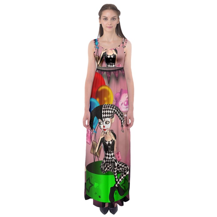 Cute Little Harlequin Empire Waist Maxi Dress