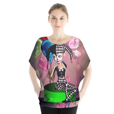 Cute Little Harlequin Batwing Chiffon Blouse by FantasyWorld7