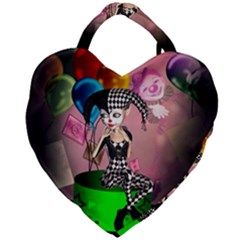 Cute Little Harlequin Giant Heart Shaped Tote by FantasyWorld7