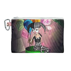 Cute Little Harlequin Canvas Cosmetic Bag (large) by FantasyWorld7