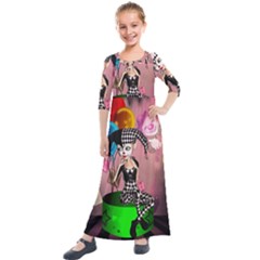 Cute Little Harlequin Kids  Quarter Sleeve Maxi Dress by FantasyWorld7