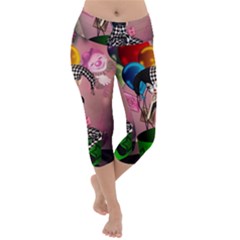 Cute Little Harlequin Lightweight Velour Capri Yoga Leggings by FantasyWorld7